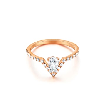 Vika Ring with Clear Swarovski Crystals Rose Gold Plated