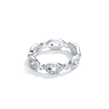 Infinity Eternity Ring with Clear Swarovski Crystals Rhodium Plated
