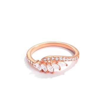 Aelia Ring with CZ and Clear Swarovski Crystals Rose Gold Plated