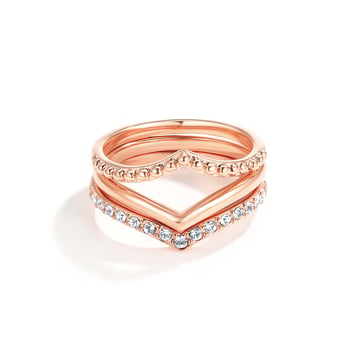 Wishbone Trio Stackable Ring Clear Rose Gold Plated
