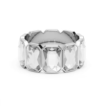Octagon Band Ring Clear Crystals Rhodium Plated