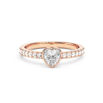 Solitaire Petite Heart Ring with Clear Crystals Rose Gold Plated