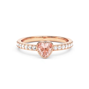 Solitaire Petite Heart Ring with Vintage Rose Crystals Rose Gold Plated