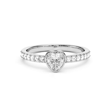 Solitaire Petite Heart Ring with Clear Crystals Rhodium Plated