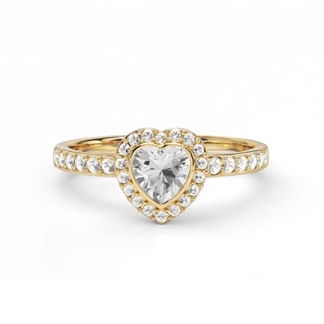 Halo Heart Statement Ring with Clear Crystals Gold Plated