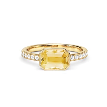 Solitaire Petite Octagon Ring with Crystal Golden Shadow Crystals Gold Plated