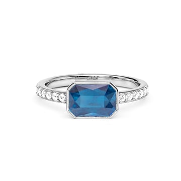 Solitaire Petite Octagon Ring with Sapphire Crystals Rhodium Plated