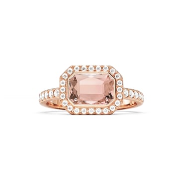 Halo Octagon Statement Ring with Vintage Rose Crystals Rose Gold Plated