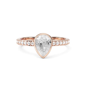 Solitaire Petite Teardrop Ring with Clear Crystals Rose Gold Plated