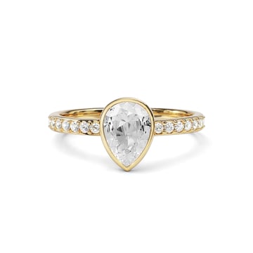 Solitaire Petite Teardrop Ring with Clear Crystals Gold Plated