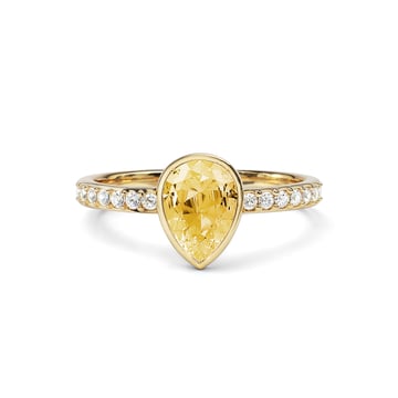 Solitaire Petite Teardrop Ring with Crystal Golden Shadow Crystals Gold Plated