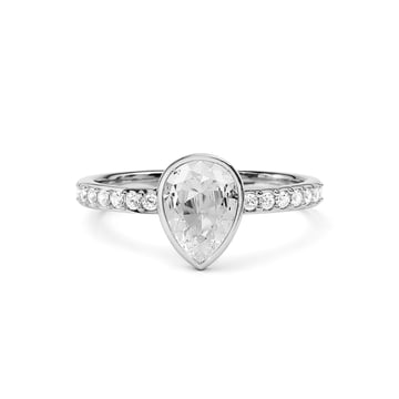 Solitaire Petite Teardrop Ring with Clear Crystals Rhodium Plated