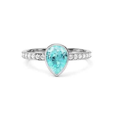Solitaire Petite Teardrop Ring with Light Turquoise Crystals Rhodium Plated