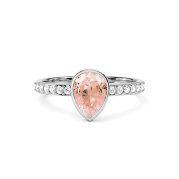 Solitaire Petite Teardrop Ring with Vintage Rose Crystals Rhodium Plated