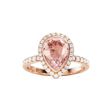 Halo Teardrop Statement Ring with Vintage Rose Crystals Rose Gold Plated