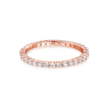 Vittore White Eternity Stackable Ring Sterling Silver Rose Gold Plated Stack