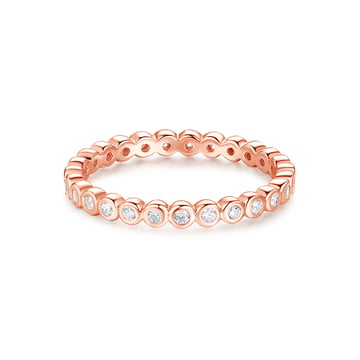 Alluring Small Brilliant Cut Stackable Ring Sterling Silver Rose Gold Plated