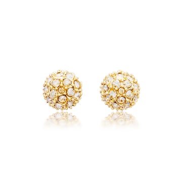 Emma Pave Ball Stud Earrings with Crystal Golden Shadow Swarovski Crystals Gold Plated