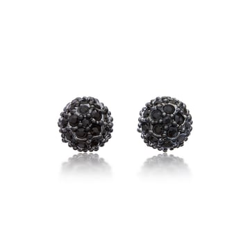 Emma Pave Ball Stud Earrings with Jet Swarovski Crystals Gun Metal Plated
