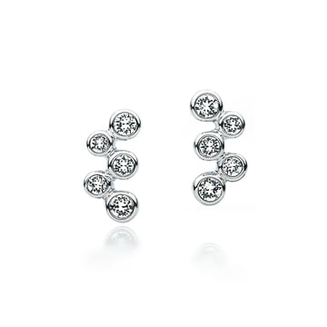 Fidelity Earrings Stud with Blue Clear Swarovski Crystals Bubbles Bridal Rhodium Plated