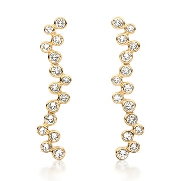 Fidelity Drop Earrings with Blue Clear Swarovski Crystals Dangle Wedding Gold Plated