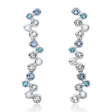Fidelity Drop Earrings with Blue Swarovski Crystals Dangle Wedding Rhodium Plated