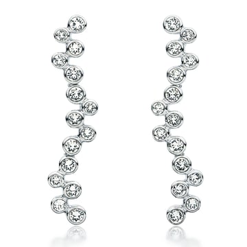 Fidelity Drop Earrings with Blue Clear Swarovski Crystals Dangle Wedding Rhodium Plated