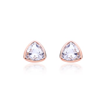 Brief Triangle Stud Earrings with Clear Swarovski Crystals Rose Gold Plated