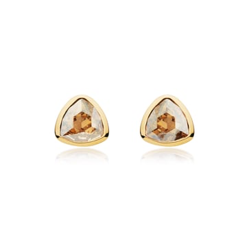 Brief Triangle Stud Earrings with Crystal Golden Shadow Swarovski Crystals Gold Plated