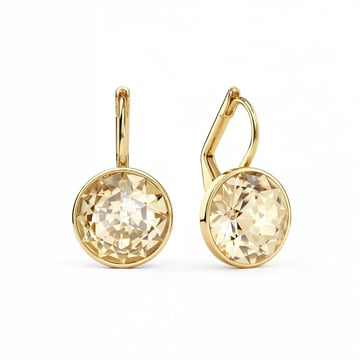 Bella Earrings with 4 Carat Champagne Crystals Gold Plated