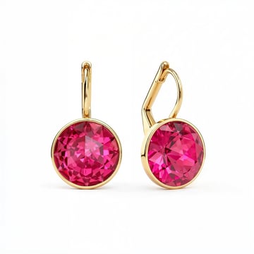 Bella Earrings with 4 Carat Fuchsia Crystals Gold Plated