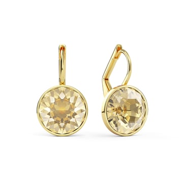 Bella Earrings with 4 Carat Crystal Golden Shadow Crystals Gold Plated