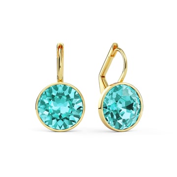 Bella Earrings with 4 Carat Light Turquoise Crystals Gold Plated