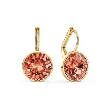 Bella Earrings with 4 Carat Rose Peach Crystals Gold Plated