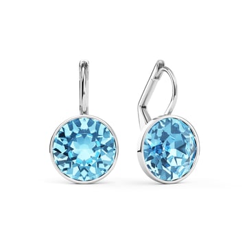 Bella Earrings with 4 Carat Aquamarine Crystals Rhodium Plated