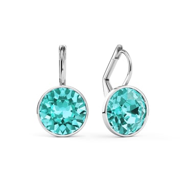 Bella Earrings with 4 Carat Light Turquoise Crystals Rhodium Plated