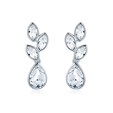 Tranquillity Drop Earrings with Clear Swarovski Crystals Bridal Wedding Rhodium Plated