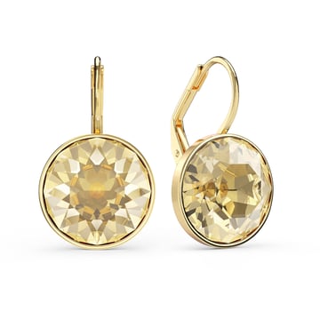 Bella Earrings with 13mm Crystal Golden Shadow Crystals Gold Plated