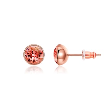 Signature Stud Earrings with 1 Carat Padparadscha Swarovski Crystals Rose Gold Plated