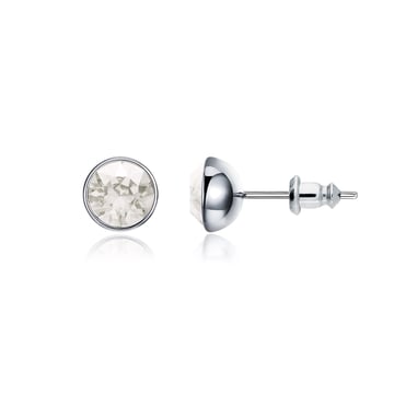 Signature Stud Earrings with 1 Carat Crystal Silver Shade Swarovski Crystals Rhodium Plated