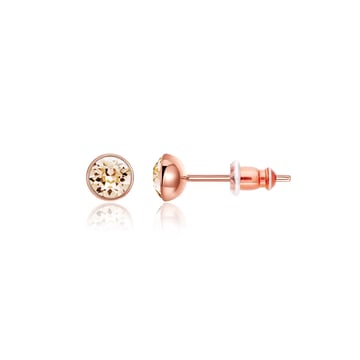 Signature Stud Earrings with 3 Sizes Carat Silk Swarovski Crystals Rose Gold Plated
