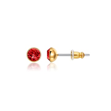 Signature Stud Earrings with 3 Sizes Carat Light Siam Swarovski Crystals Gold Plated