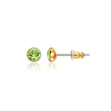 Signature Stud Earrings with 3 Sizes Carat Peridot Swarovski Crystals Gold Plated