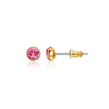 Signature Stud Earrings with 3 Sizes Carat Rose Swarovski Crystals Gold Plated