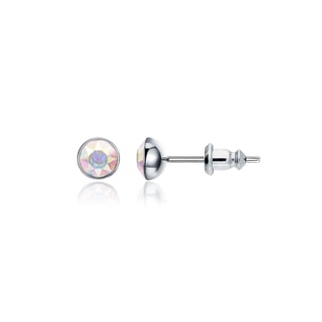 Signature Stud Earrings with 3 Sizes Carat Aurore Boreale Swarovski Crystals Rhodium Plated
