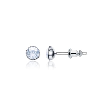 Signature Stud Earrings with 3 Sizes Carat Blue Shade Swarovski Crystals Rhodium Plated