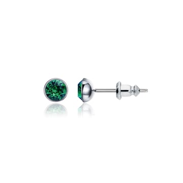 Signature Stud Earrings with 3 Sizes Carat Emerald Swarovski Crystals Rhodium Plated