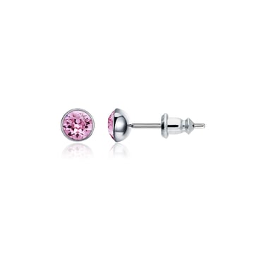 Signature Stud Earrings with 3 Sizes Crt Light Amethyst Swarovski Crystals Rhodium Plated