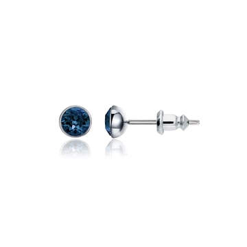 Signature Stud Earrings with 3 Sizes Carat Montana Swarovski Crystals Rhodium Plated