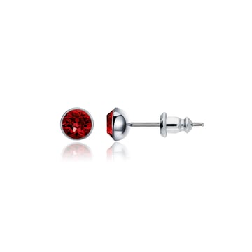 Signature Stud Earrings with 3 Sizes Carat Ruby Swarovski Crystals Rhodium Plated